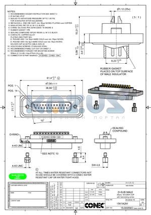 15K1A291 datasheet - D-SUB MALE