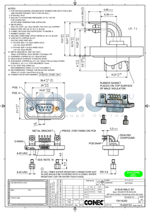 15K1A282 datasheet - D-SUB MALE 90`