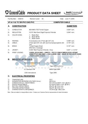 C0621A datasheet - COMPUTER CABLE