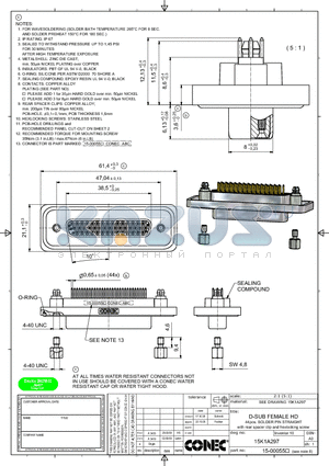 15K1A297 datasheet - D-SUB FEMALE HD