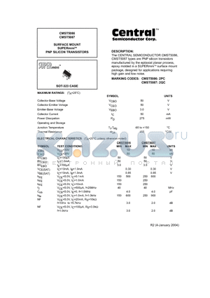 CMST5086 datasheet - SURFACE MOUNT SUPERmini PNP SILICON TRANSISTORS
