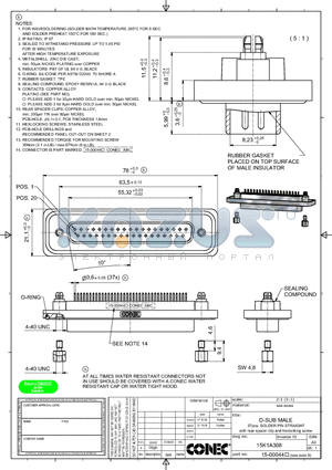 15K1A308 datasheet - D-SUB MALE