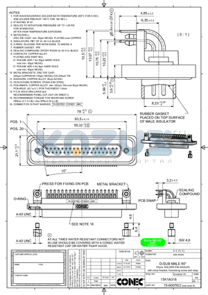 15K1A318 datasheet - D-SUB MALE 90