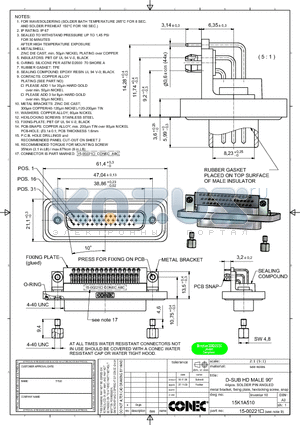 15K1A510 datasheet - D-SUB HD MALE 90