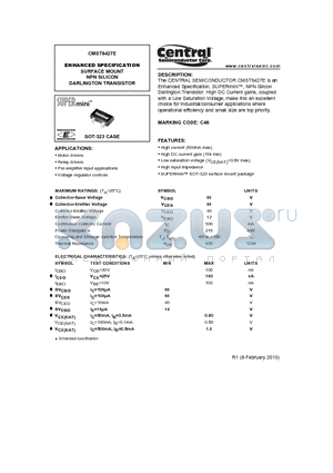 CMST6427E_10 datasheet - ENHANCED SPECIFICATION SURFACE MOUNT NPN SILICON DARLINGTON TRANSISTOR