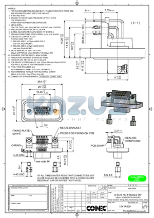 15K1A500 datasheet - D-SUB HD FEMALE 90