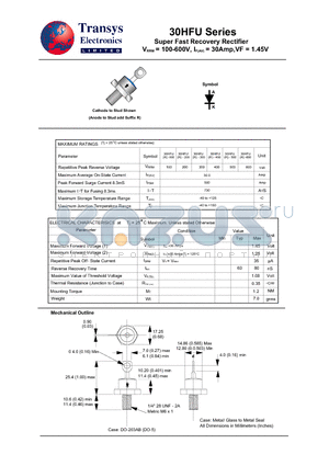 30HFU datasheet - Super Fast Recovery Rectifier