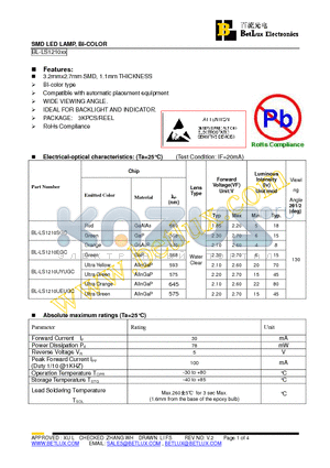 BL-LS1210EGC datasheet - SMD LED LAMP, BI-COLOR