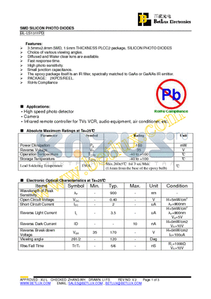 BL-LS1311PD datasheet - SMD SILICON PHOTO DIODES