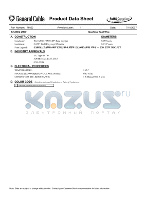 76822 datasheet - Machine Tool Wire