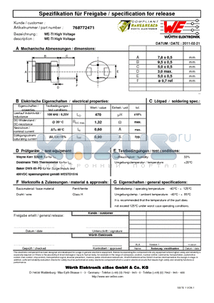 768772471 datasheet - WE-TI High Voltage