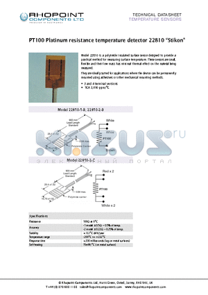 22810 datasheet - PT100 Platinum resistance temperature detector