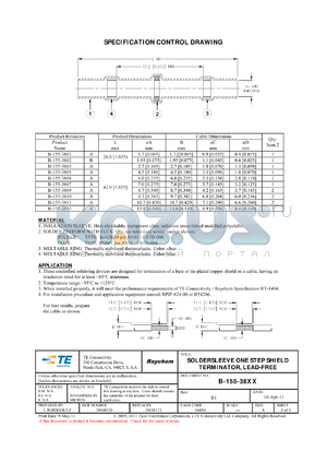 B-155-3810 datasheet - SOLDERSLEEVE ONE STEP SHIELD TERMINATOR, LEAD-FREE