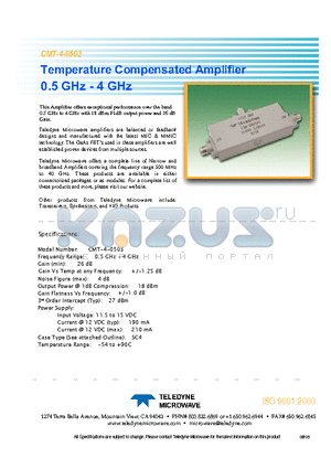 CMT-4-0503 datasheet - Temperature Compensated Amplifier 0.5 GHz - 4 GHz