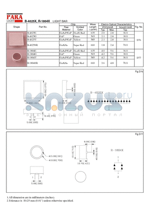 B-4025 datasheet - LIGHT BAR