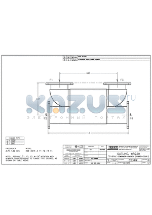 229-2613-Z-F1-F2-F3-F4 datasheet - OUTLINE, WR229 Z-STYLE COMBINER-DIVIDER(HYBRID-COUP)