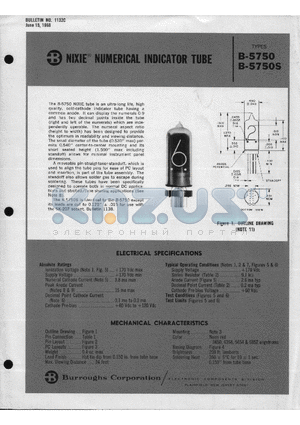 B-5750 datasheet - MUNERICAL INDICATOR TUBE
