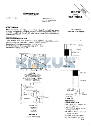 15KP100A datasheet - TRANSIENT ABSORPTION ZENER