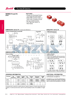 76RSD02 datasheet - Thru-Hole DIP Switches