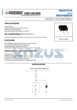 15KP100A datasheet - POWER TVS COMPONENT