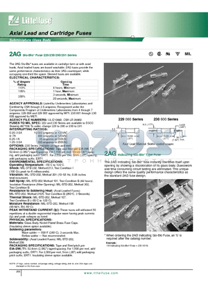 22901.5 datasheet - Axial Lead and Cartridge Fuses - Subminiature Glass Body