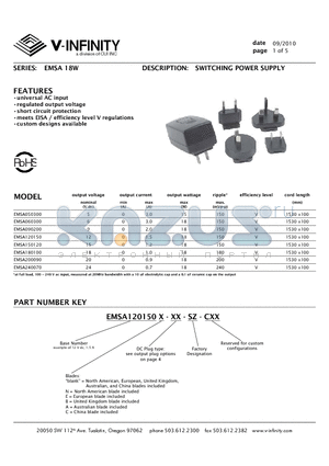 EMSA060300 datasheet - SWITCHING POWER SUPPLY