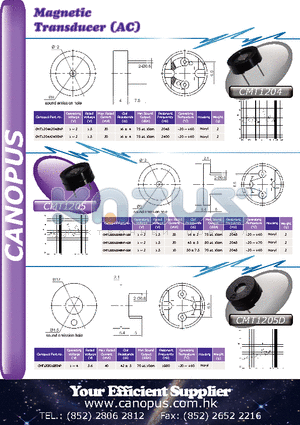 CMT1205D datasheet - Magnetic Transducer (AC)