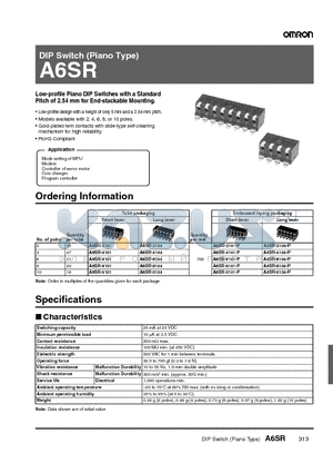 A6SR-0104 datasheet - DIP Switch (Piano Type)