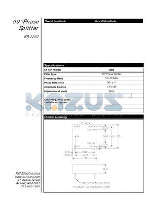 2292 datasheet - 90` Phase Splitter