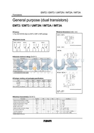 EMT2 datasheet - General purpose (dual transistors)