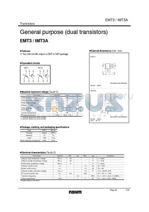 EMT3 datasheet - General purpose (dual transistors)