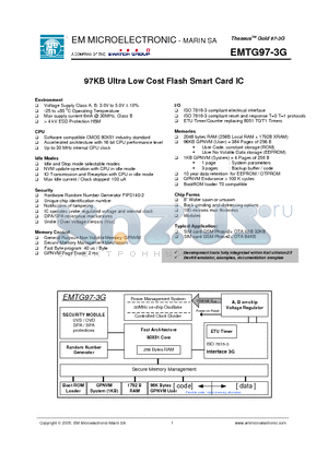 EMTG97-3G datasheet - 97KB Ultra Low Cost Flash Smart Card IC