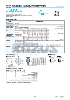 EMV-100ADA101MF60G datasheet - SURFACE MOUNT ALUMINUM ELECTROLYTIC CAPACITORS