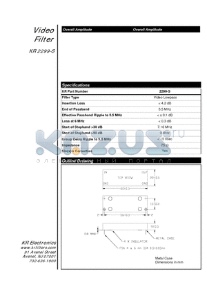 2299-S datasheet - Video Filter