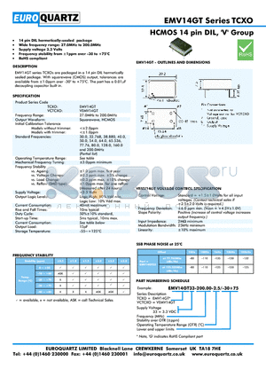 EMV14GT datasheet - HCMOS 14 pin DIL, V Group