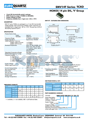 EMV14T datasheet - HCMOS 14 pin DIL, V Group