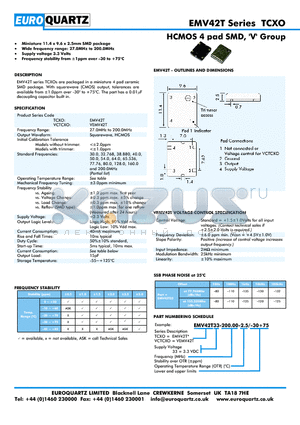 EMV42T datasheet - HCMOS 4 pad SMD, V Group