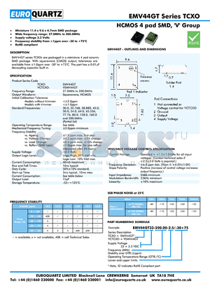 EMV44GT datasheet - HCMOS 4 pad SMD, V Group