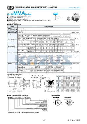 EMVA100ADA470ME55G datasheet - SURFACE MOUNT ALUMINUM ELECTROLYTIC CAPACITORS