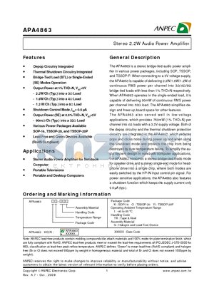 APA4863RI-TRG datasheet - Stereo 2.2W Audio Power Amplifier