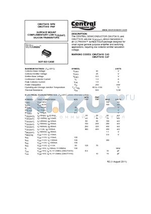 CMUT3410_12 datasheet - SURFACE MOUNT COMPLEMENTARY LOW VCE(SAT) SILICON TRANSISTORS