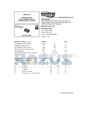 CMUSH2-4L_10 datasheet - SURFACE MOUNT HIGH CURRENT, LOW VF SILICON SCHOTTKY DIODE