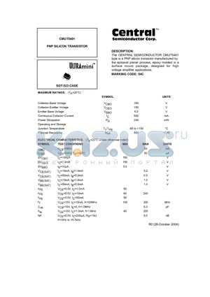 CMUT5401 datasheet - PNP SILICON TRANSISTOR