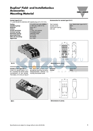 D411 datasheet - Accessories Mounting Material