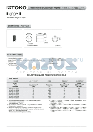 A7040HN-100M datasheet - Fixed Inductors for Digital Audio Amplifier