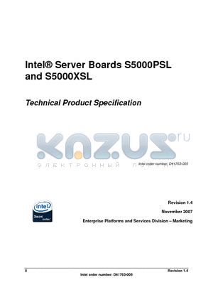 D41763-005 datasheet - Intel Server Boards S5000PSL and S5000XSL