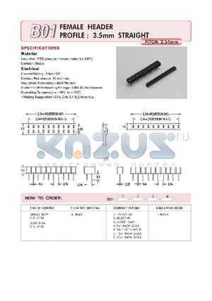 B0122AG1 datasheet - FEMALE HEADER PROFILE : 3.5mm STRAIGHT