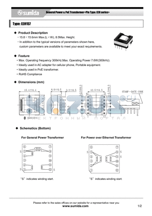 4390-T143 datasheet - General Power & PoE Transformer<Pin Type: EEH series>