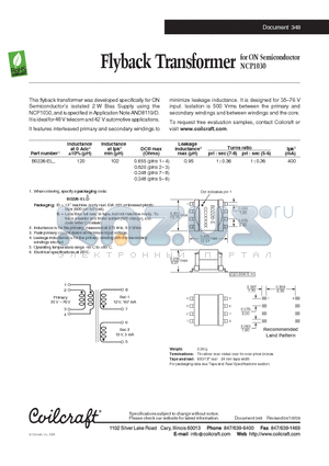B0226-EL datasheet - Flyback Transformer