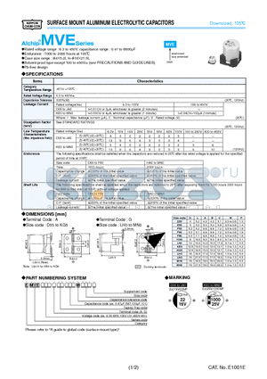 EMVE100ADA221MF80G datasheet - SURFACE MOUNT ALUMINUM ELECTROLYTIC CAPACITORS